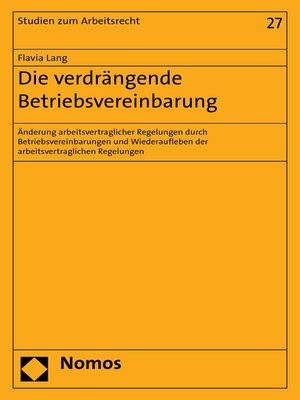 cover image of Die verdrängende Betriebsvereinbarung